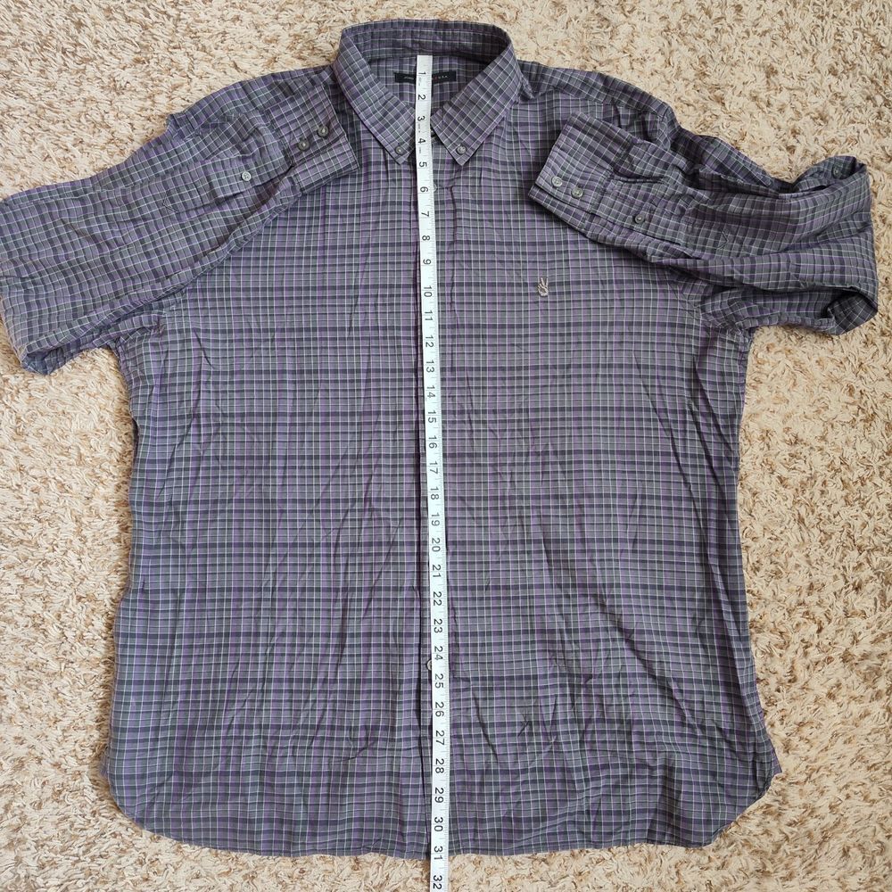 John Varvatos USA Men Sz XL Gray‎ Purple Plaid Long Sleeve Button Up Shirt - Picture 7 of 11